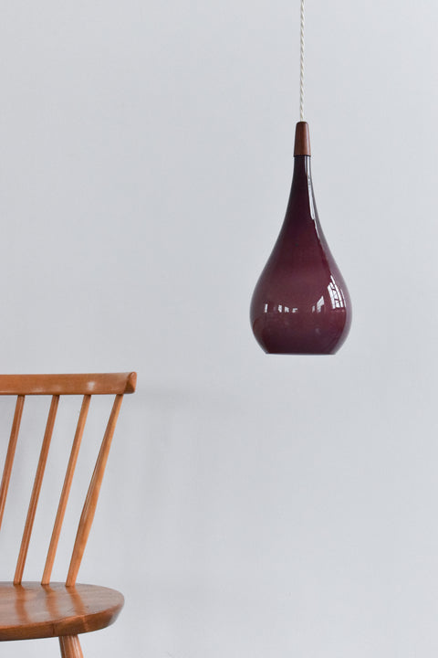 Vintage Small Purple Danish Holmegaard Glass Pendant Light Shade