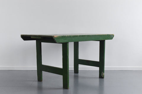 Vintage Small Rustic Green Wooden Table