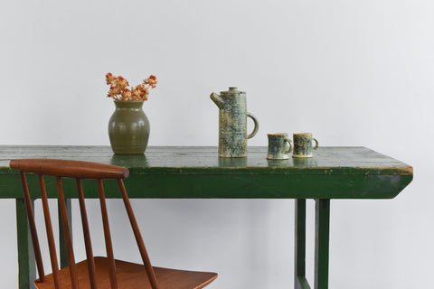 Vintage Small Rustic Green Wooden Table