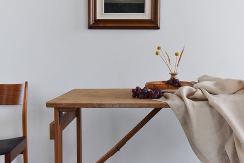 Vintage Small Rustic Wooden Folding Trestle Table, with War Department Stamp