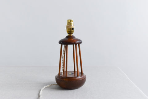 Vintage Small Teak Table Lamp Base from SS Canberra