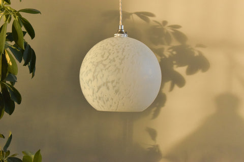 Vintage Small White Pattered Frosted Glass Pendant Light Shade