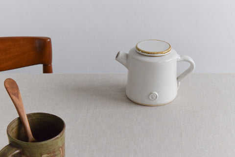 Vintage Small White Studio Pottery Tea Pot
