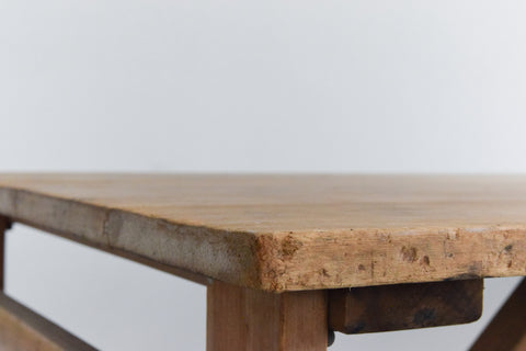 Vintage Small Rustic Wooden Folding Trestle Table