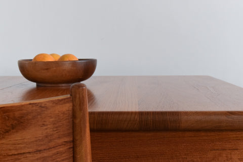 Vintage Solid Teak Extending Danish Dining Table by Glostrup Møbelfabrik