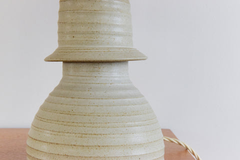 Vintage Studio Pottery Table Lamp and Hessian Shade