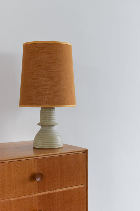 Vintage Studio Pottery Table Lamp and Hessian Shade