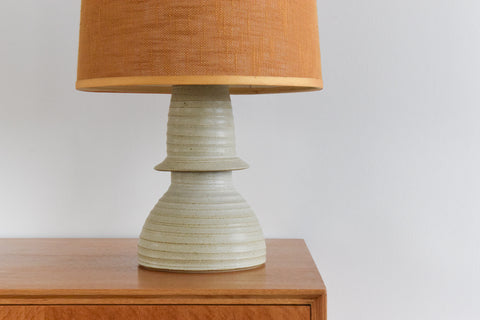 Vintage Studio Pottery Table Lamp and Hessian Shade