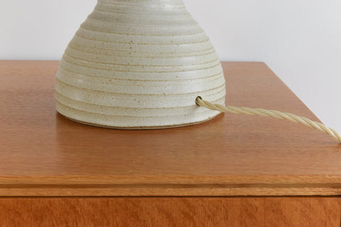 Vintage Studio Pottery Table Lamp and Hessian Shade