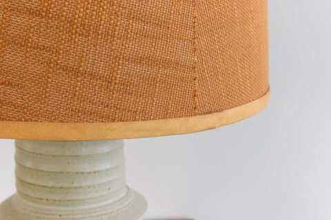 Vintage Studio Pottery Table Lamp and Hessian Shade