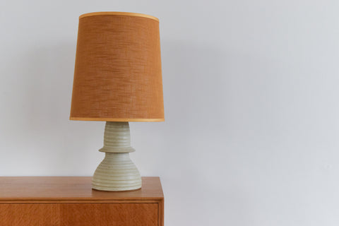 Vintage Studio Pottery Table Lamp and Hessian Shade