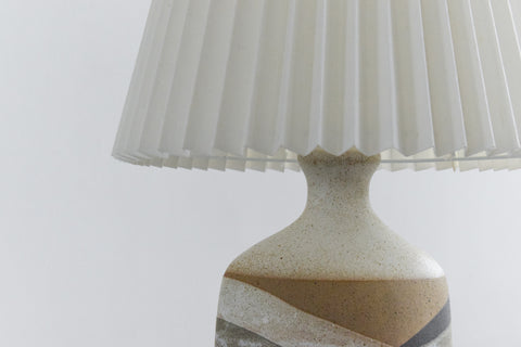 Vintage Studio Pottery Table Lamp with New Pleated Shade 