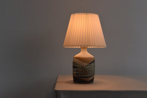 Vintage Studio Pottery Table Lamp with New Pleated Shade 