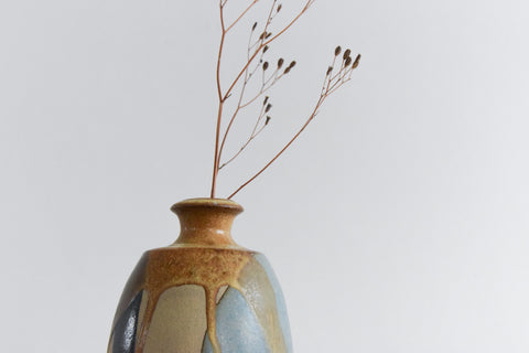 Vintage Studio Pottery Vase / Bottle with Drip Glaze