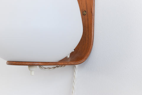 Vintage Swedish Bent Ply and Glass Opaline Wall Light by Uno & Östen Kristiansson for Luxus Vittsjö