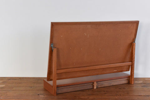 Vintage Table Top Teak Vanity Mirror with Drawers