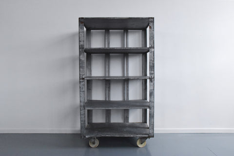 Vintage Galvanised Metal Factory Shelves on Castors