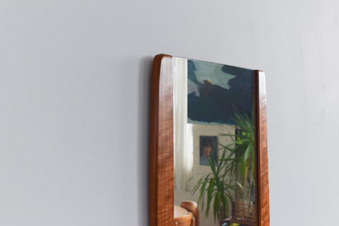 Vintage 1960s Long Wall Mirror with Teak Side Panels