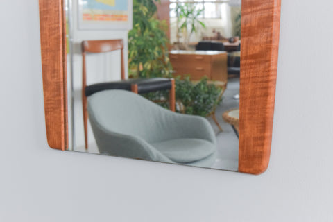 Vintage 1960s Long Wall Mirror with Teak Side Panels