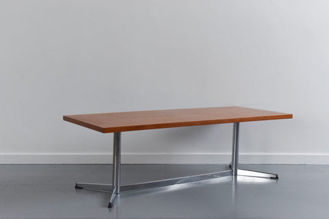 Vintage Teak Coffee Table with Chrome Base