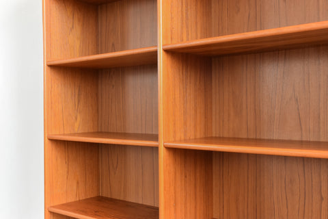 Vintage Tall Teak Danish Double Bookcase / Shelving Unit