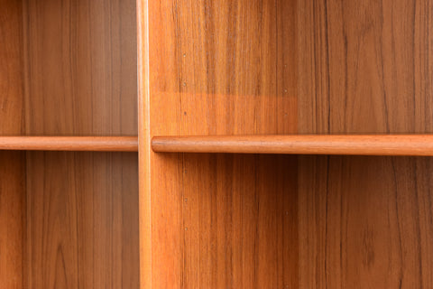 Vintage Tall Teak Danish Double Bookcase / Shelving Unit
