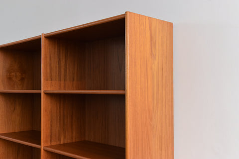 Vintage Tall Teak Danish Double Bookcase / Shelving Unit