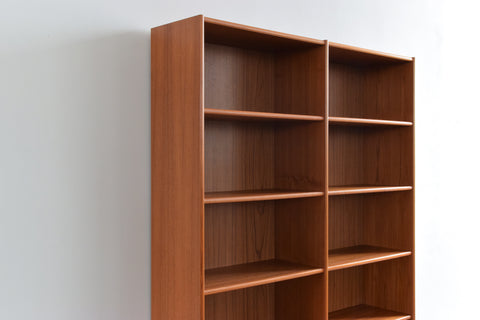 Vintage Tall Teak Danish Double Bookcase / Shelving Unit