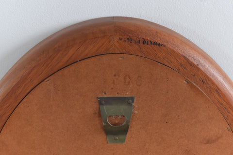 Vintage Danish Teak Oval Mirror with Curved Frame