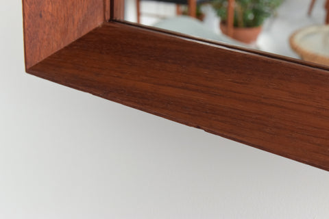 Vintage Teak Deep Framed Wall Mirror