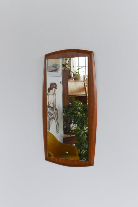 Vintage Teak Float Mounted Wall Mirror