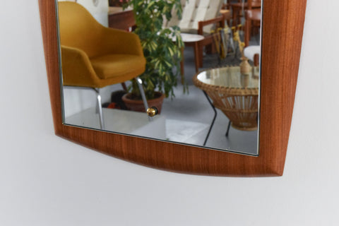 Vintage Teak Float Mounted Wall Mirror