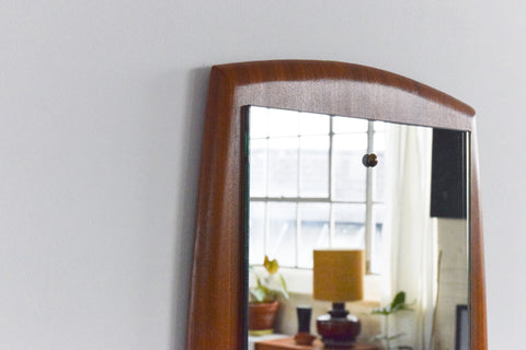 Vintage Teak Float Mounted Wall Mirror