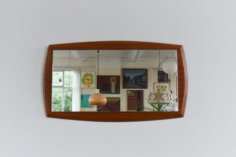 Vintage Teak Float Mounted Wall Mirror