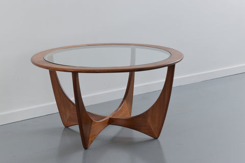 Vintage G Plan Circular Astro Teak Wood and Glass Coffee Table