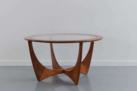 Vintage G Plan Circular Astro Teak Wood and Glass Coffee Table
