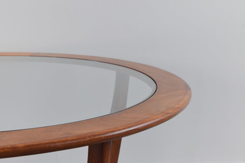 Vintage G Plan Circular Astro Teak Wood and Glass Coffee Table