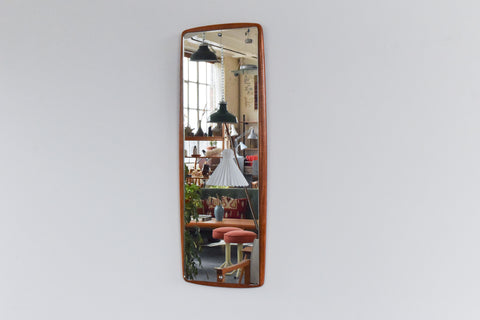 Vintage Long Teak Float Mounted Mirror