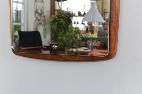 Vintage Long Teak Float Mounted Mirror
