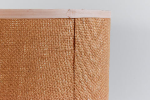 Vintage Teak Ribbed Table Lamp Base and Hessian Shade