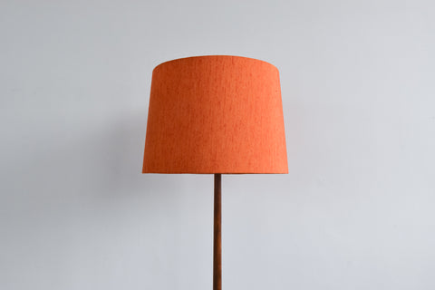 Vintage Teak Standing Floor Lamp with New Orange Shade