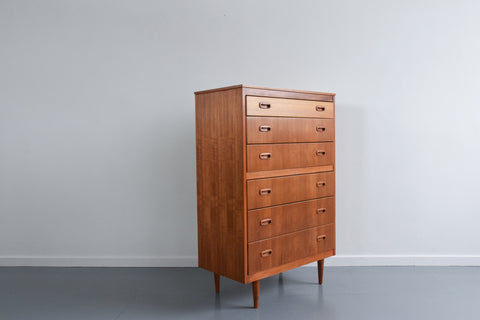 Vintage Teak Tallboy Chest of Drawers by Harris Lebus 
