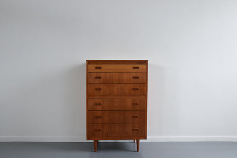 Vintage Teak Tallboy Chest of Drawers by Harris Lebus 