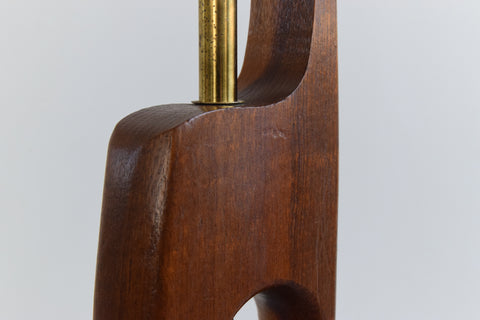 Vintage Teak and Brass Sculptural Standing Lamp Base