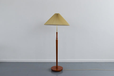Vintage Teak and Brass Standing Lamp Base