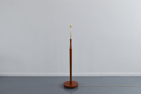 Vintage Teak and Brass Standing Lamp Base
