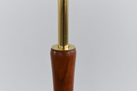 Vintage Teak and Brass Standing Lamp Base