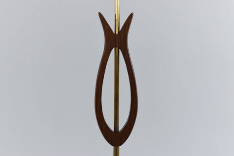 Vintage Teak and Brass Standing Lamp Base