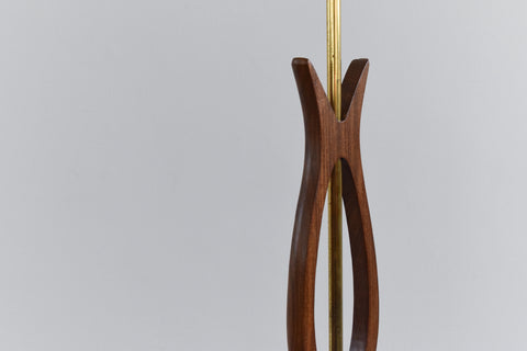 Vintage Teak and Brass Standing Lamp Base