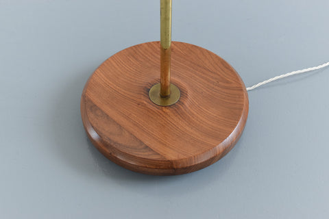 Vintage Teak and Brass Standing Lamp Base
